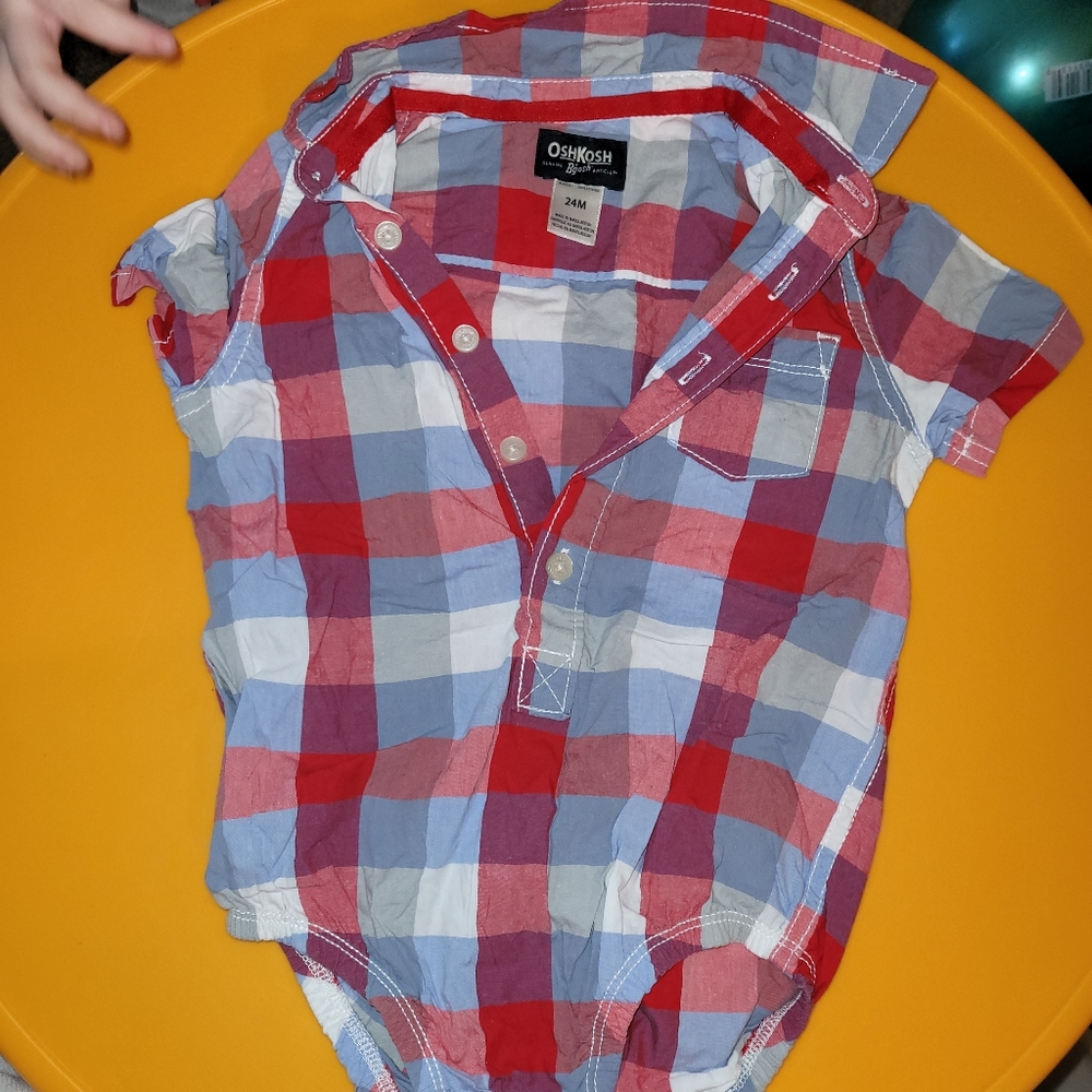 🌑 Boy's baby plaid onesis